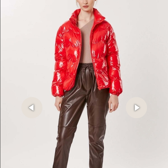 NWT DELUC Versani Shiny Red Puffer Zip Jacket Nylon Size XS - Picture 2 of 16